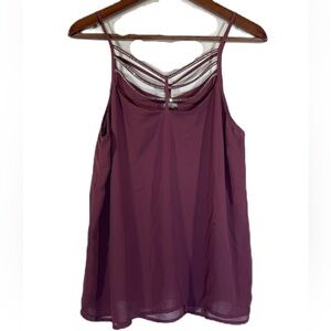 𝅺Charlotte Russe Rhinestone Tank Womens Strappy Diamond Sleeveless Top Sz Large